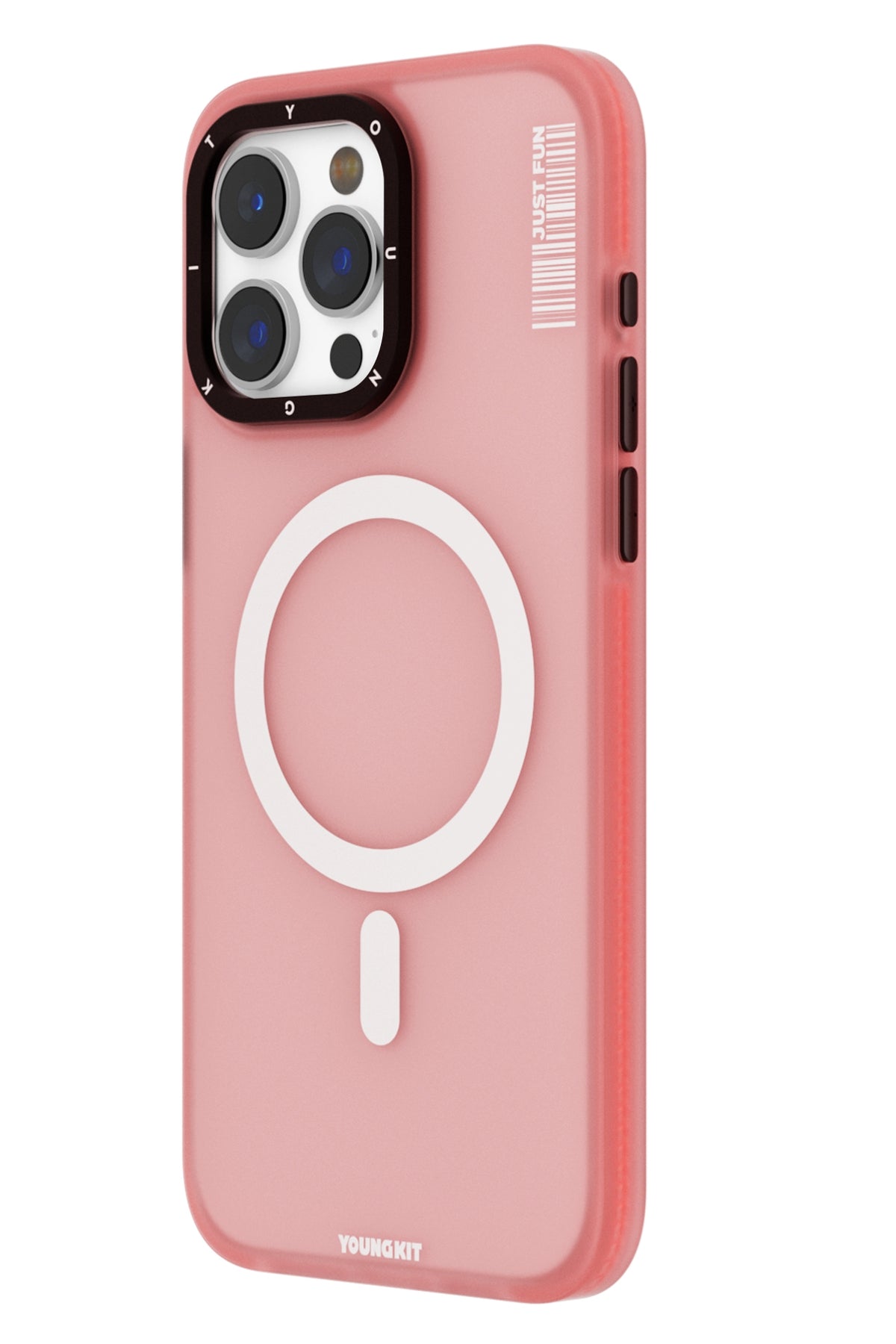 Youngkit Colored Sand iPhone 15 Pro uyumlu Magsafe Buzlu Pembe Kılıf  Youngkit