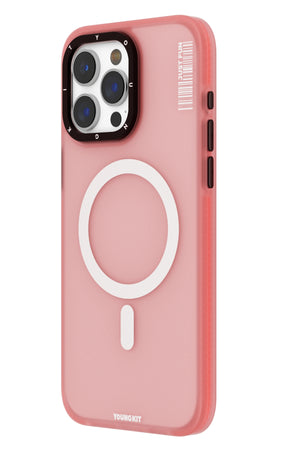 Youngkit Colored Sand iPhone 15 Pro uyumlu Magsafe Buzlu Pembe Kılıf  Youngkit