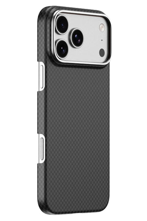 DCC-208 Magsafe Uyumlu Aramid Fiber Karbon iPhone 17 Pro Kılıf Siyah wiwu