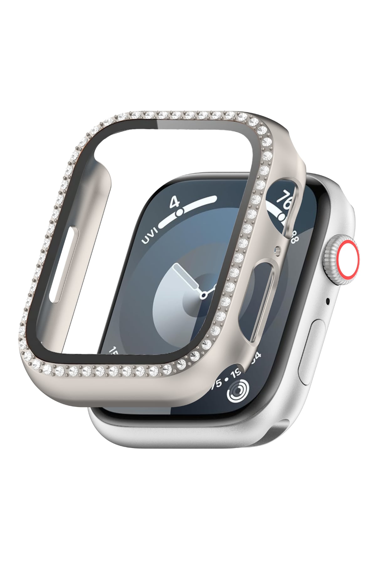 Apple Watch Uyumlu Ekran Koruyucu Taşlı Kasa Starlight  bikordon