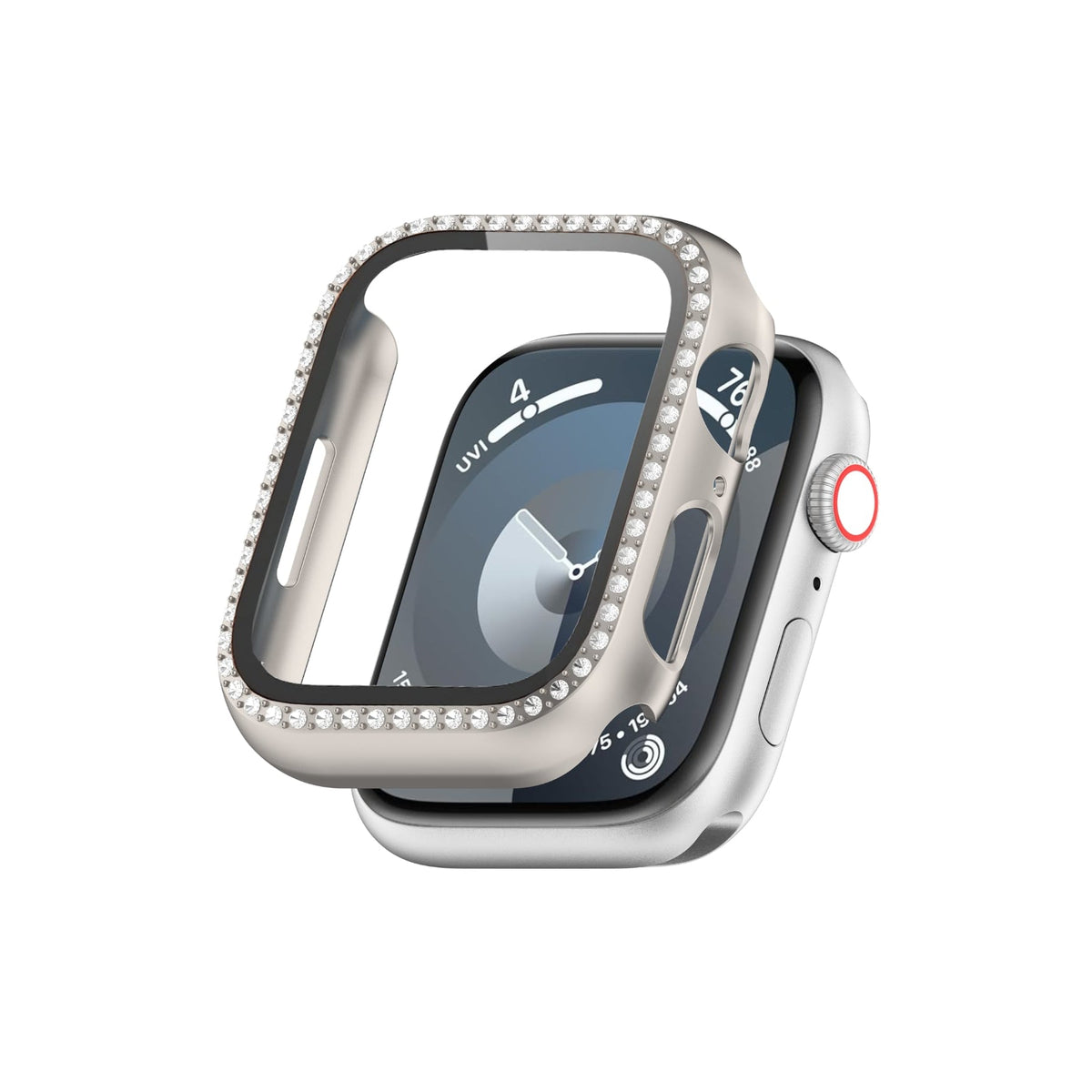 Apple Watch Uyumlu Ekran Koruyucu Taşlı Kasa Starlight  bikordon