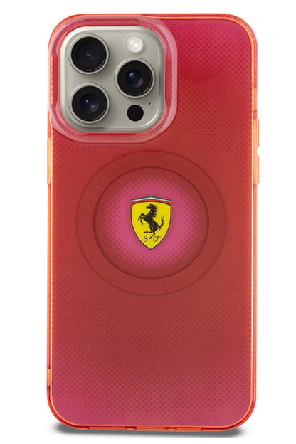 Ferrari iPhone 15 Pro Max Magsafe Uyumlu Dots Silikon Kılıf Kırmızı