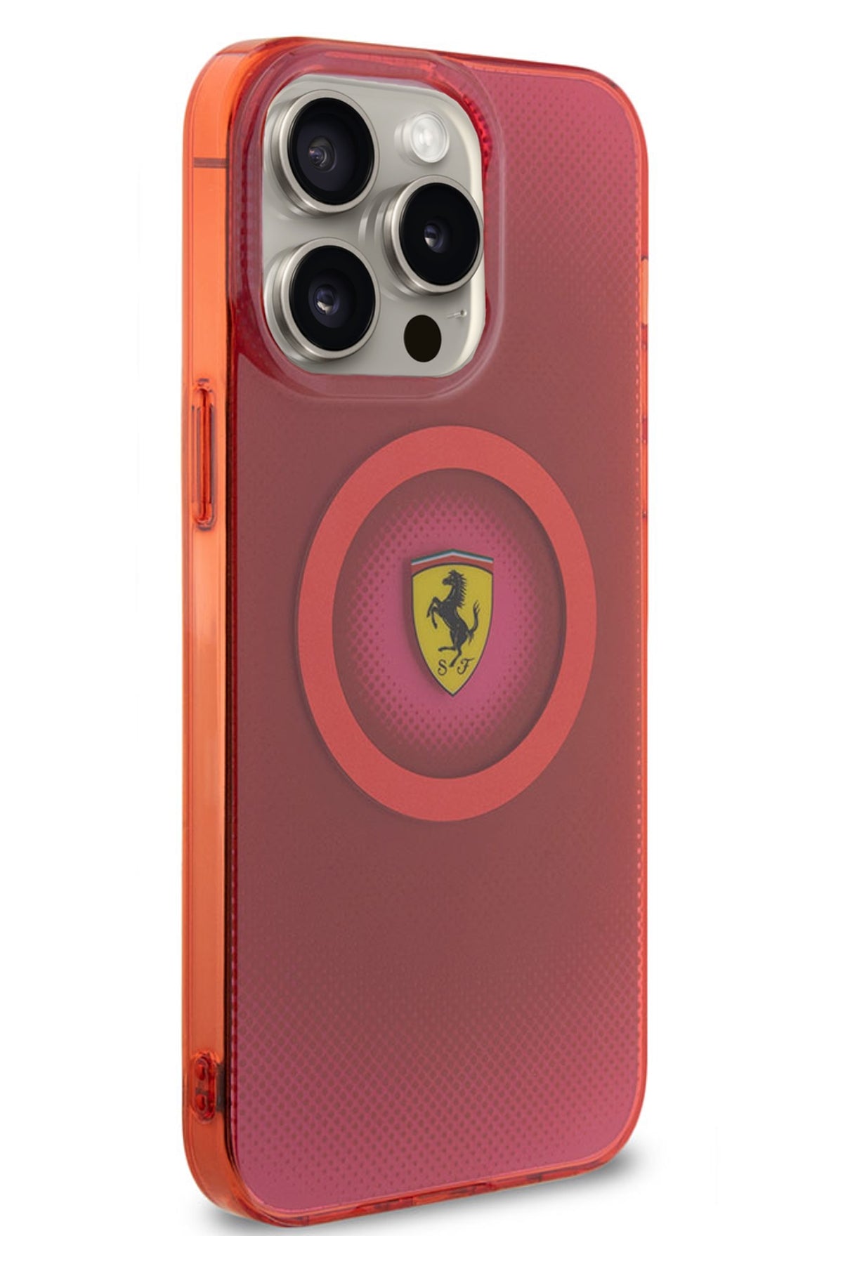 Ferrari iPhone 15 Pro Max Magsafe Uyumlu Dots Silikon Kılıf Kırmızı  Ferrari