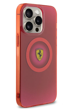 Ferrari iPhone 15 Pro Max Magsafe Uyumlu Dots Silikon Kılıf Kırmızı  Ferrari
