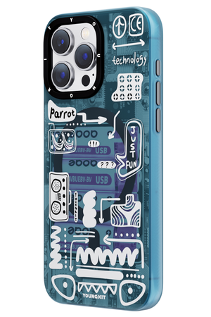 Youngkit Dark Matter iPhone 15 Pro Magsafe Uyumlu Mavi Kılıf  Youngkit