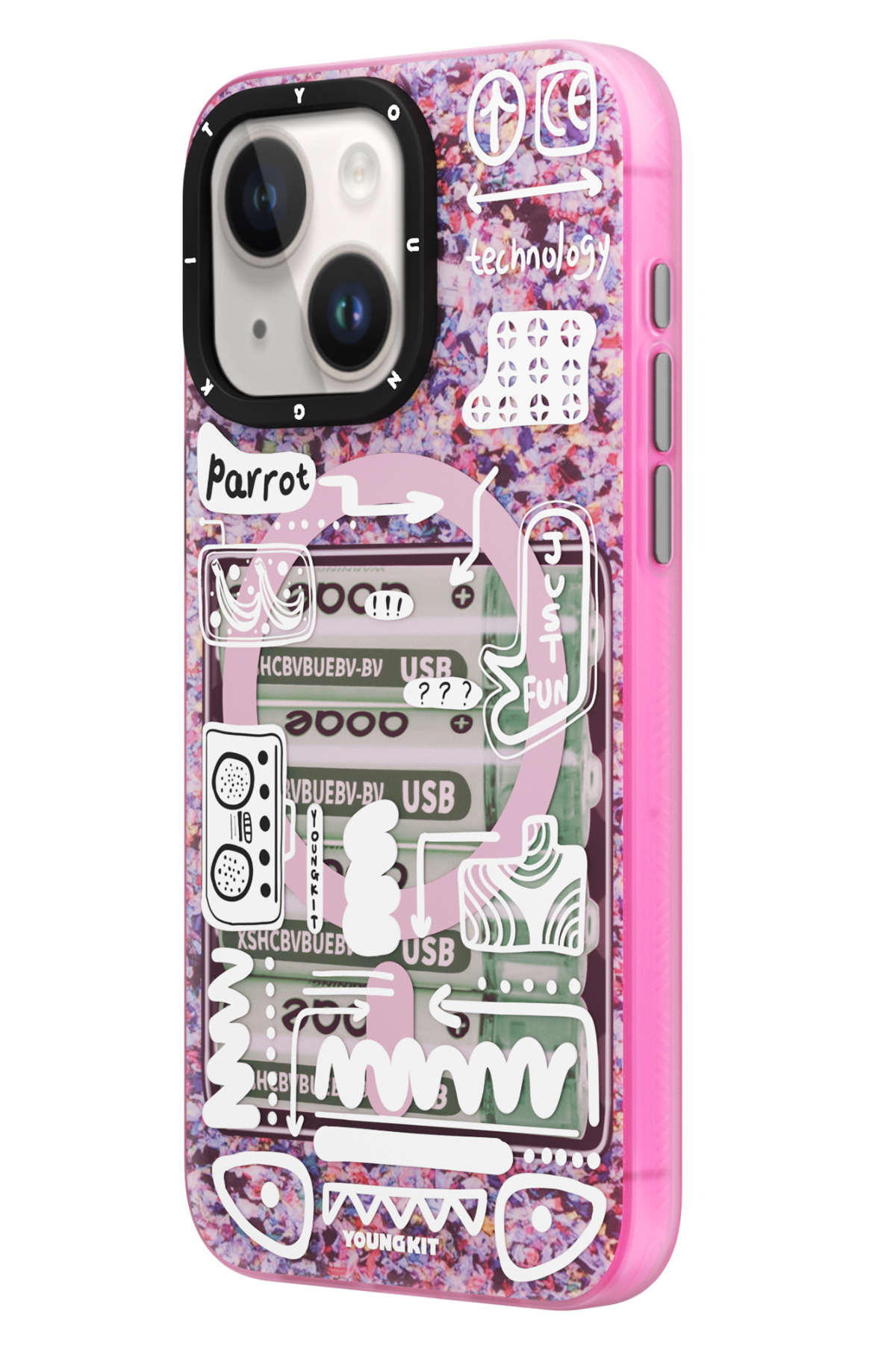 Youngkit Dark Matter iPhone 15 Magsafe Uyumlu Pembe Kılıf  Youngkit