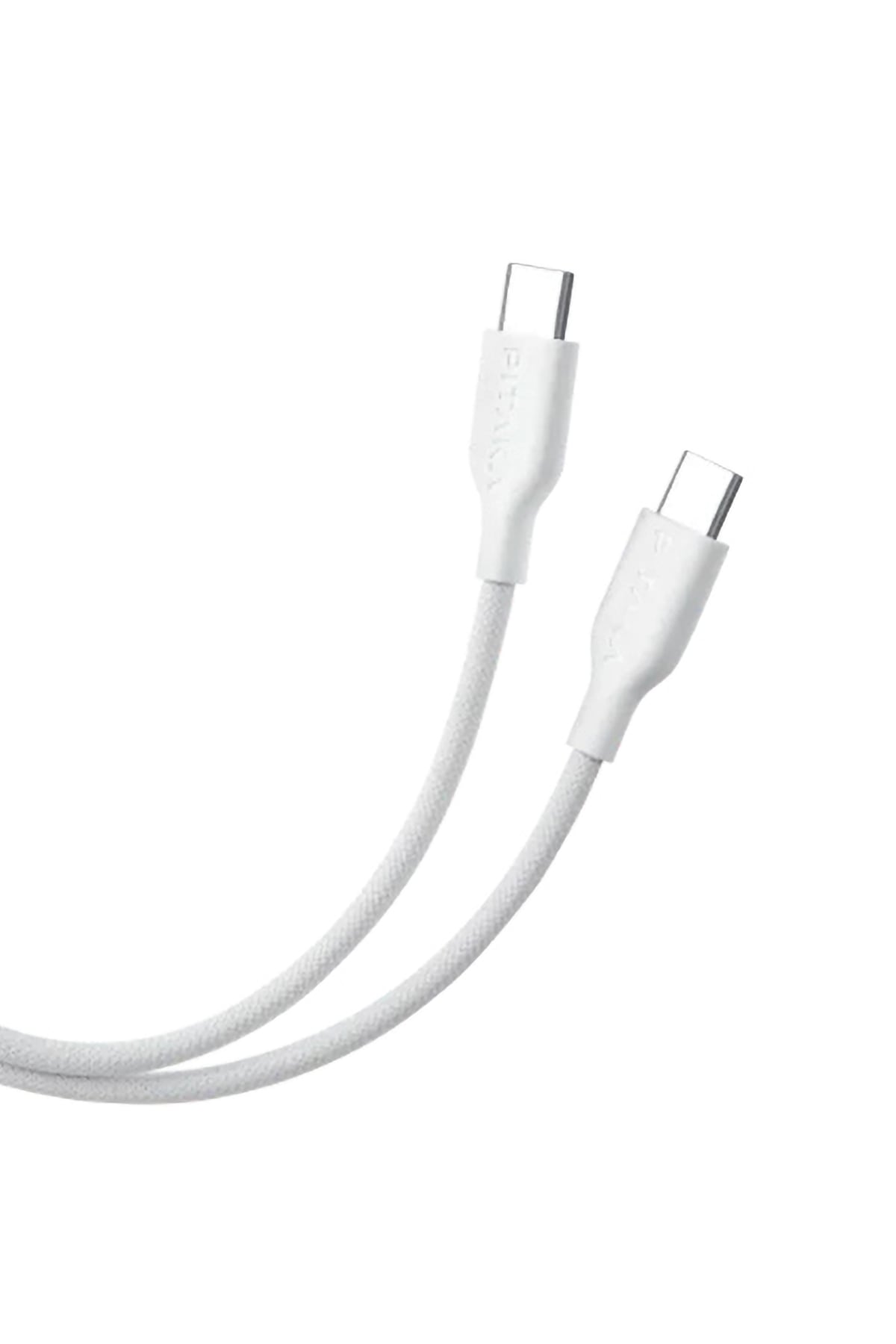 Flex Braided Örgü Type-C to Type-C 60w PD Hızlı Data ve Şarj Kablosu 1.2m Beyaz Pitaka