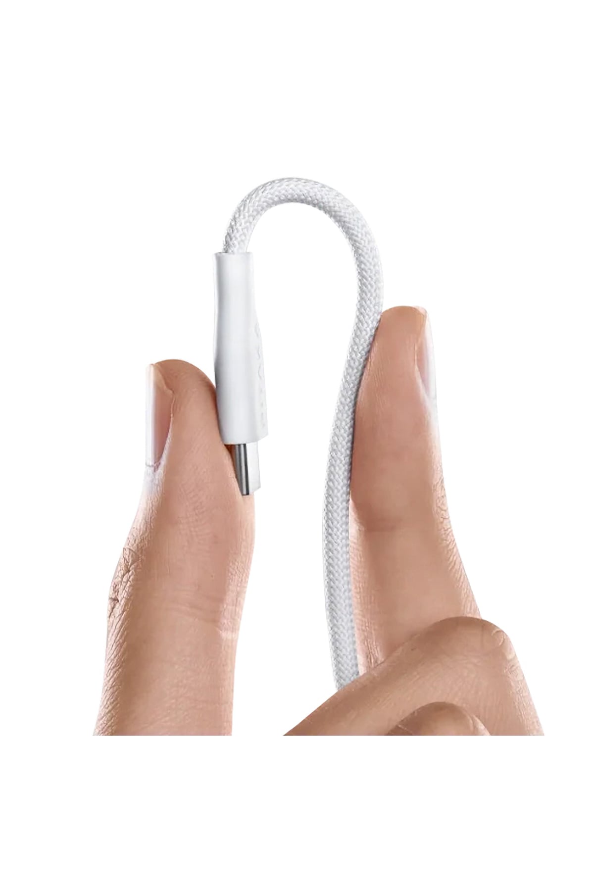 Flex Braided Örgü Type-C to Type-C 60w PD Hızlı Data ve Şarj Kablosu 1.2m Beyaz Pitaka