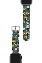 Apple Watch Uyumlu UV Baskılı Silikon Kordon Flowers