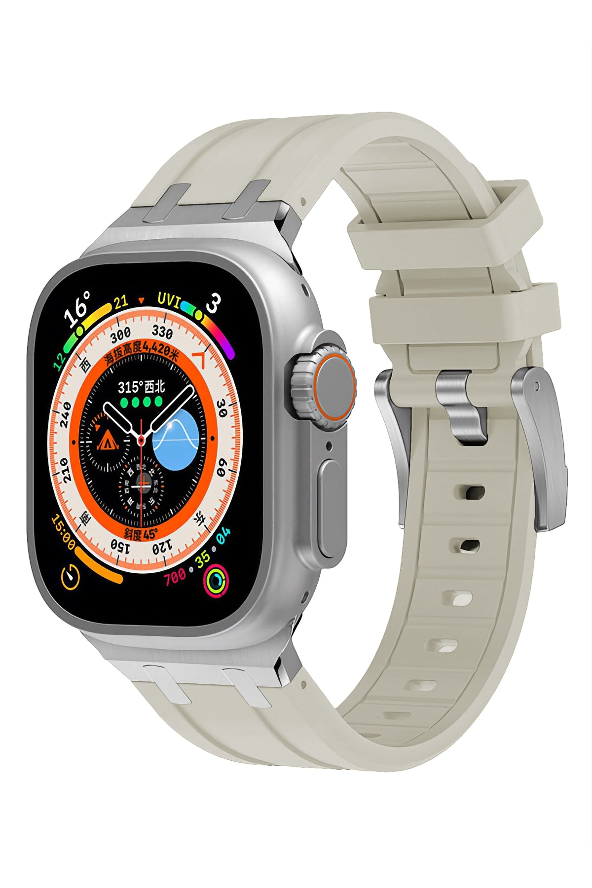 Apple Watch Ultra Uyumlu Royal Loop Rubber Kordon Foggy  bikordon
