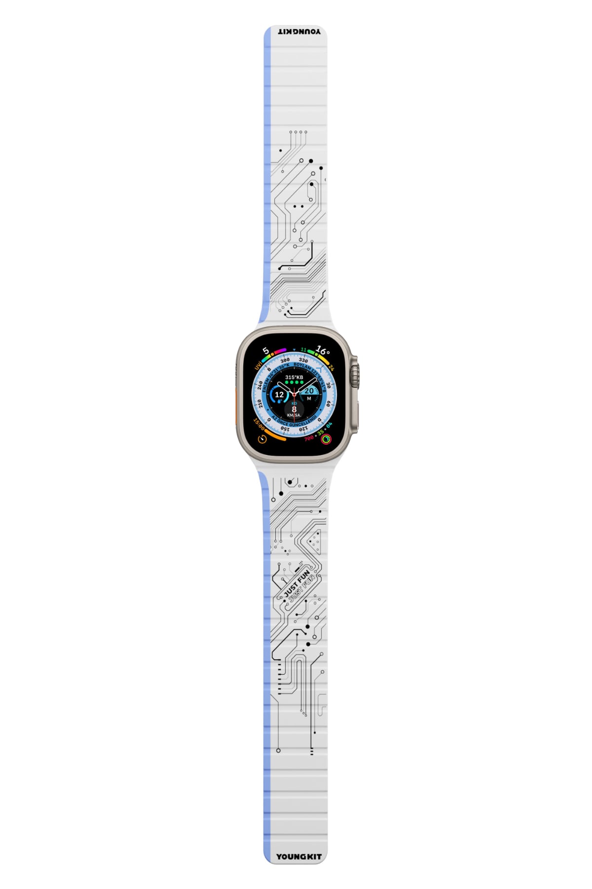 Youngkit Apple Watch Uyumlu Manyetik Mıknatıslı Futuristic Kordon Beyaz  Youngkit