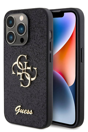 Guess iPhone 14 Pro Max Uyumlu Glitter 4G Logolu Kılıf Siyah