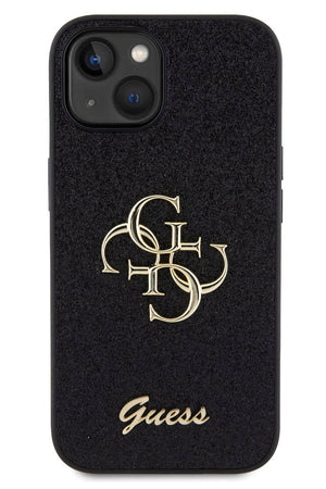 Guess iPhone 15 Compatible Glitter 4G Logo Case Black 