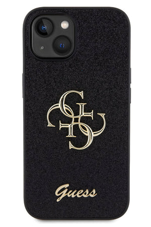 Guess iPhone 15 Uyumlu Glitter 4G Logolu Kılıf Siyah  Guess