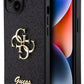 Guess iPhone 15 Compatible Glitter 4G Logo Case Black 