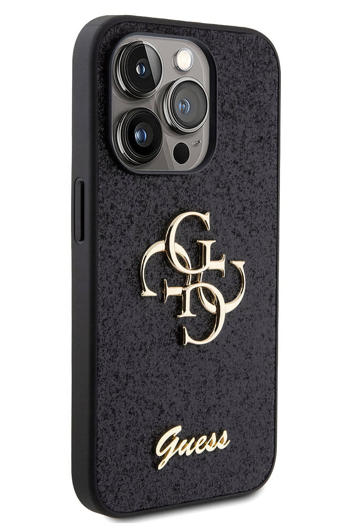Guess iPhone 15 Pro Uyumlu Glitter 4G Logolu Kılıf Siyah  Guess