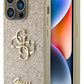 Guess iPhone 15 Pro Uyumlu Glitter 4G Logolu Kılıf Gold