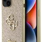 Guess iPhone 15 Plus Uyumlu Glitter 4G Logolu Kılıf Gold  Guess