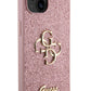 Guess iPhone 15 Plus Uyumlu Glitter 4G Logolu Kılıf Pembe  Guess