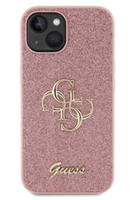 Guess iPhone 15 Uyumlu Glitter 4G Logolu Kılıf Pembe  Guess