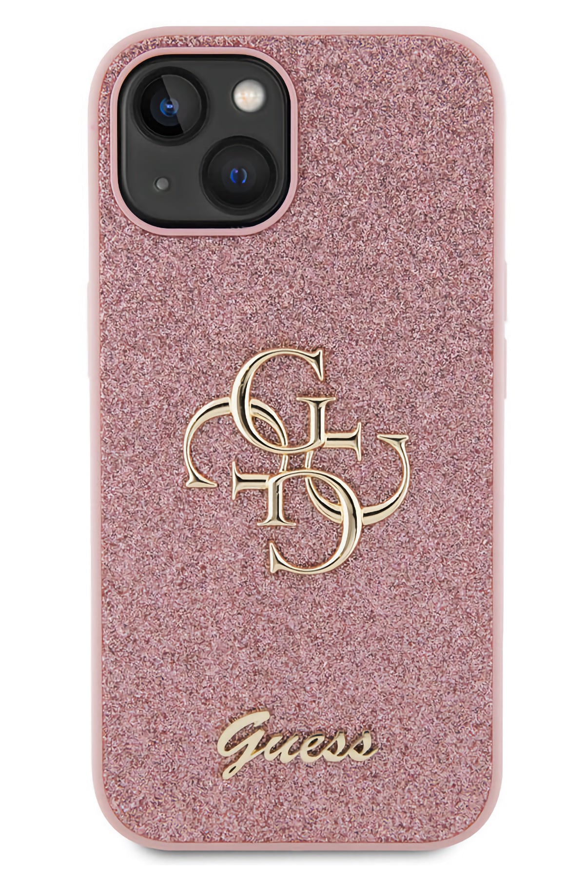 Guess iPhone 15 Uyumlu Glitter 4G Logolu Kılıf Pembe  Guess