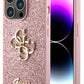 Guess iPhone 15 Pro Uyumlu Glitter 4G Logolu Kılıf Pembe