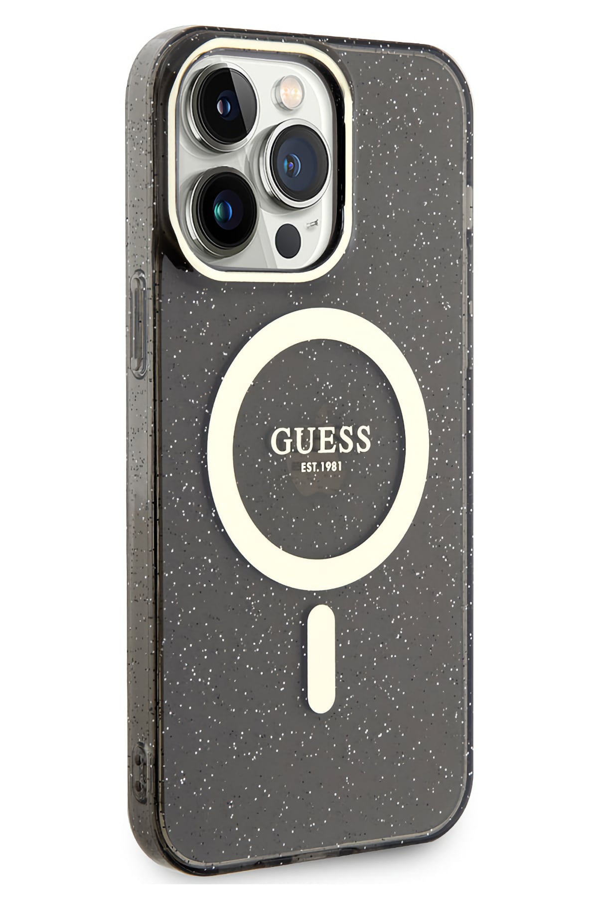 Guess iPhone 13 Pro Magsafe Uyumlu Glitter Silikon Kılıf Siyah  Guess