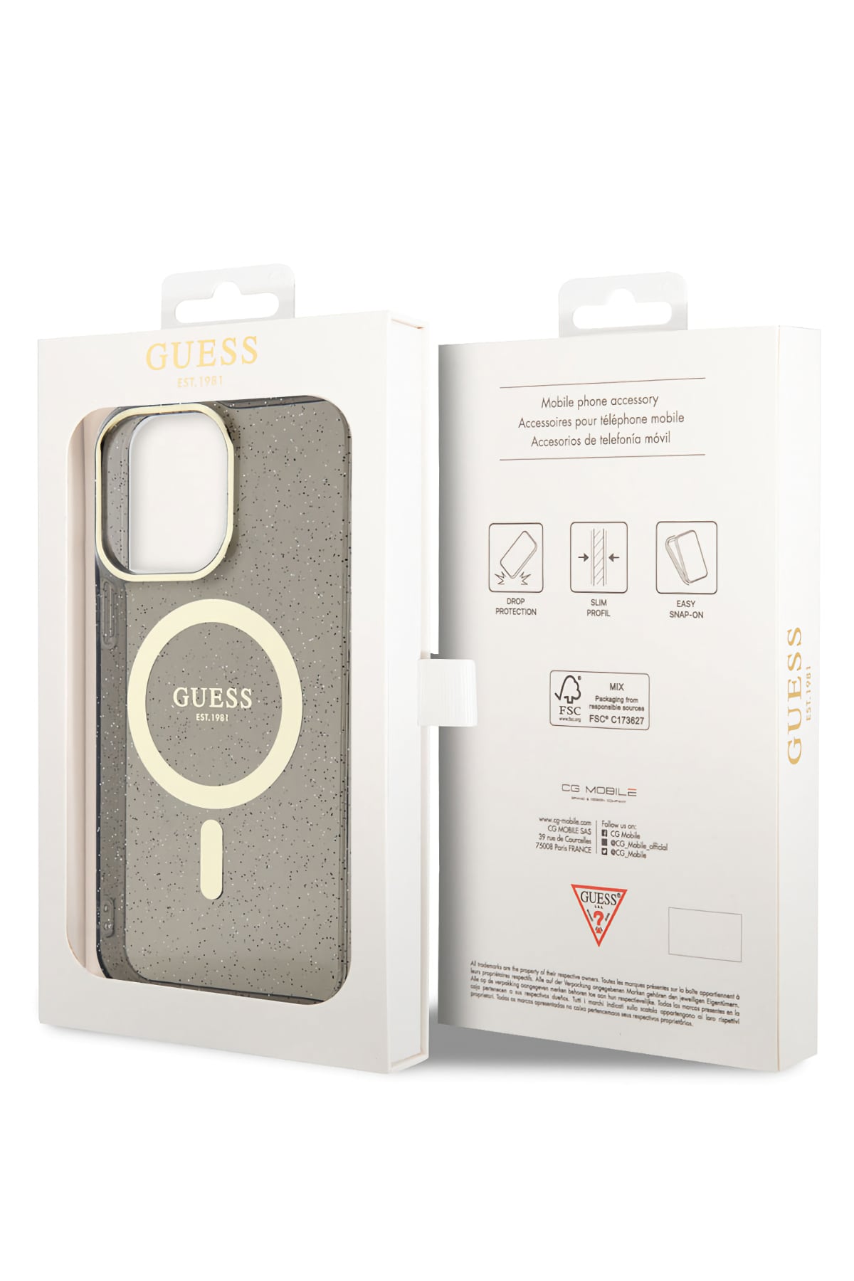 Guess iPhone 13 Pro Magsafe Uyumlu Glitter Silikon Kılıf Siyah  Guess
