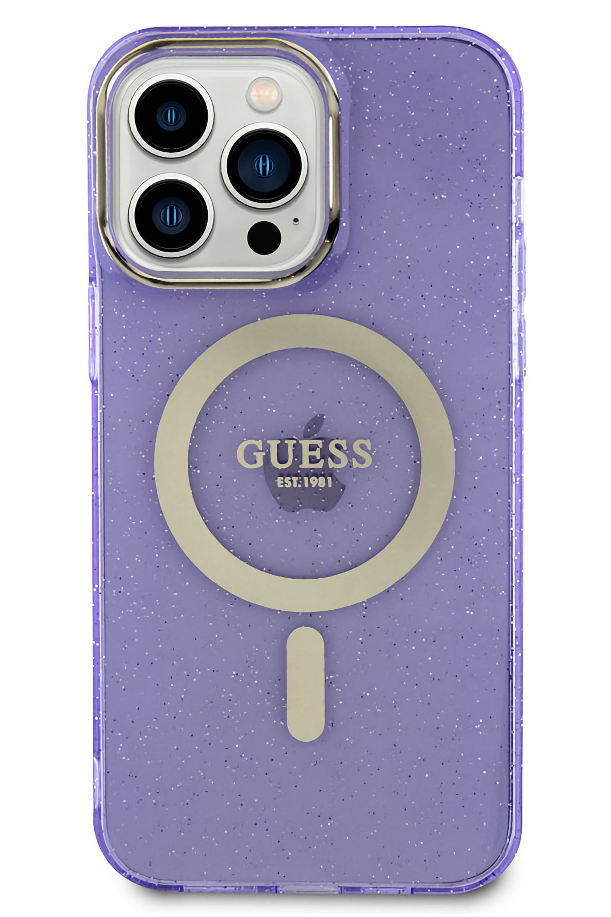 Guess iPhone 13 Pro Max Magsafe Uyumlu Glitter Silikon Kılıf Mor  Guess
