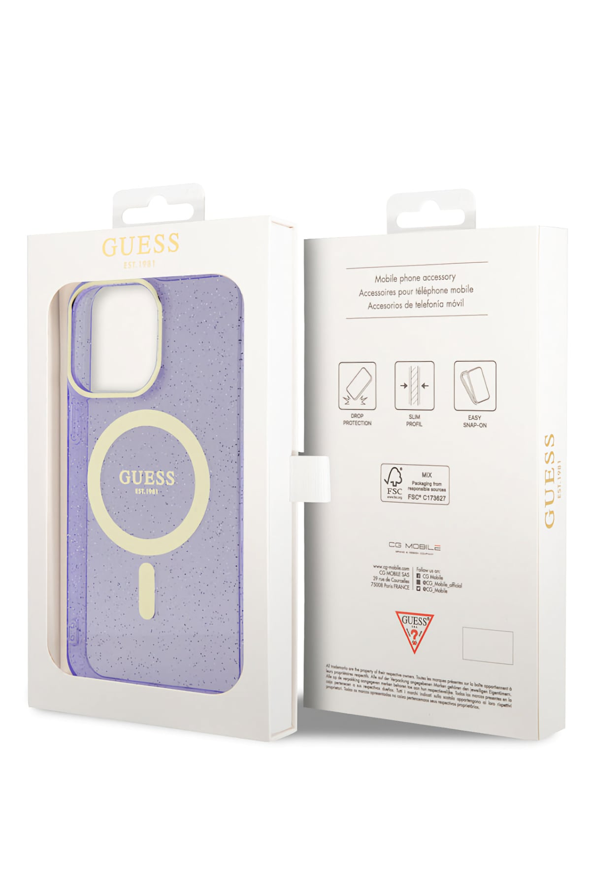 Guess iPhone 13 Pro Max Magsafe Uyumlu Glitter Silikon Kılıf Mor  Guess