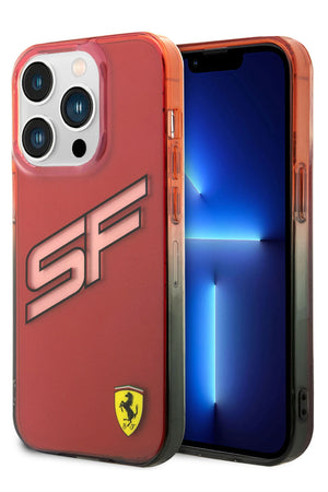 Ferrari iPhone 15 Pro Uyumlu Gradient SF Silikon Kılıf Kırmızı  Ferrari