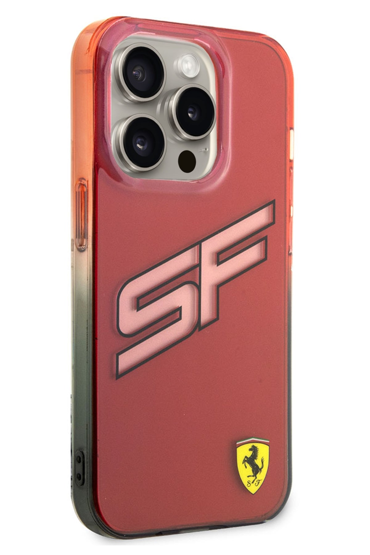Ferrari iPhone 15 Pro Uyumlu Gradient SF Silikon Kılıf Kırmızı  Ferrari
