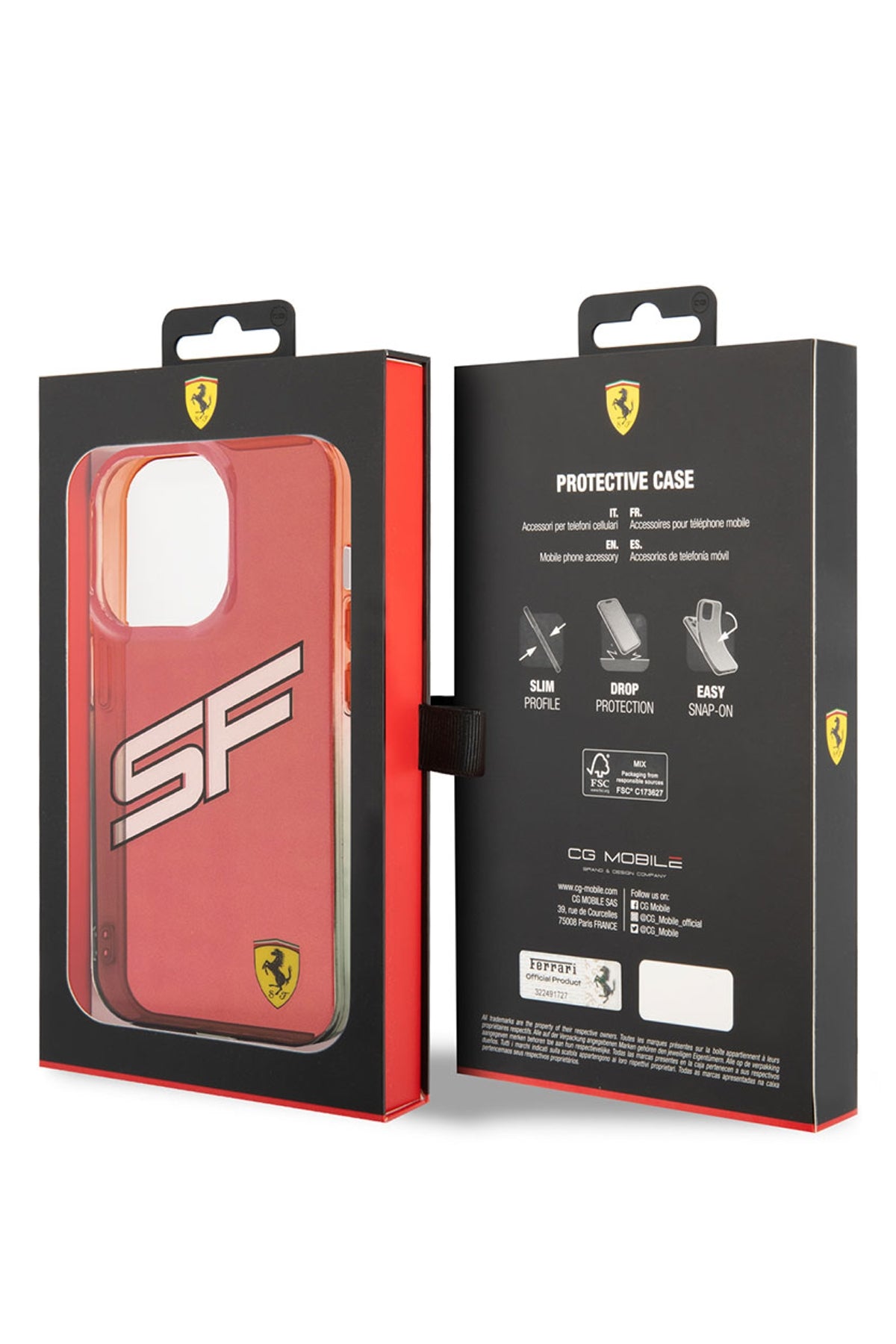 Ferrari iPhone 15 Pro Uyumlu Gradient SF Silikon Kılıf Kırmızı  Ferrari