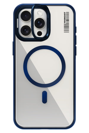 Youngkit Crystal Grid iPhone 15 Pro Magsafe Uyumlu Kılıf Mavi