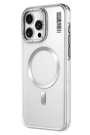 Youngkit Crystal Grid iPhone 15 Pro Magsafe Uyumlu Kılıf Gümüş