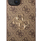 Guess iPhone 14 Compatible Leather Case with 4G Logo Brown 