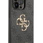 Guess iPhone 14 Pro Compatible 4G Logo Leather Case Gray 