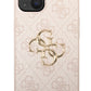 Guess iPhone 14 Uyumlu 4G Logolu Deri Kılıf Pembe  Guess
