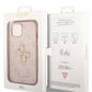 Guess iPhone 14 Uyumlu 4G Logolu Deri Kılıf Pembe  Guess