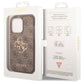 Guess iPhone 15 Pro Uyumlu 4G Logolu Deri Kılıf Kahverengi  Guess