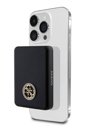 Guess Taşlı 4G Logolu Magsafe Siyah Powerbank 5000mAh  Guess