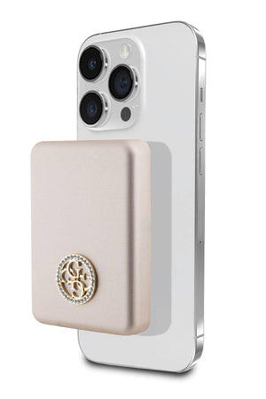 Guess Taşlı 4G Logolu Magsafe Rose Gold Powerbank 5000mAh  Guess