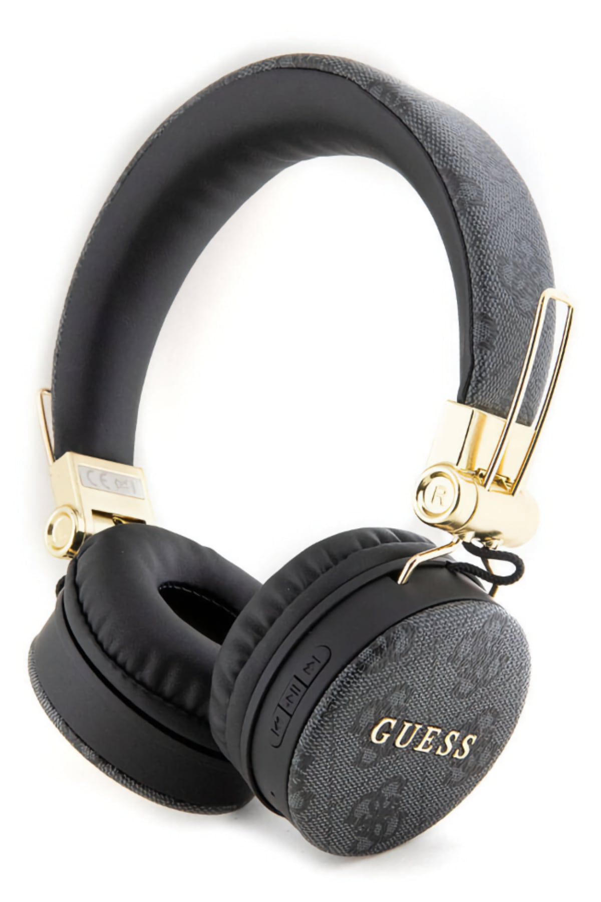 Guess On-Ear Bluetooth 5.3 Headphones 4G Black with Patterned Metal Logo 