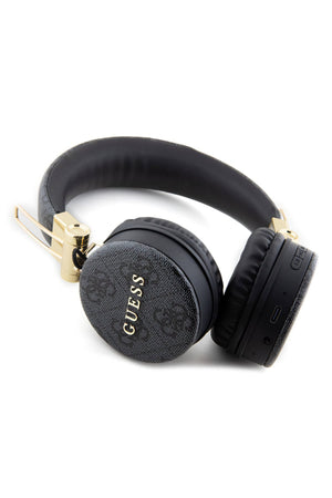 Guess Kulak Üstü Bluetooth 5.3 Kulaklık 4G Desenli Metal Logolu Siyah