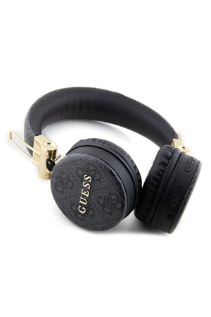 Guess On-Ear Bluetooth 5.3 Headphones 4G Black with Patterned Metal Logo 