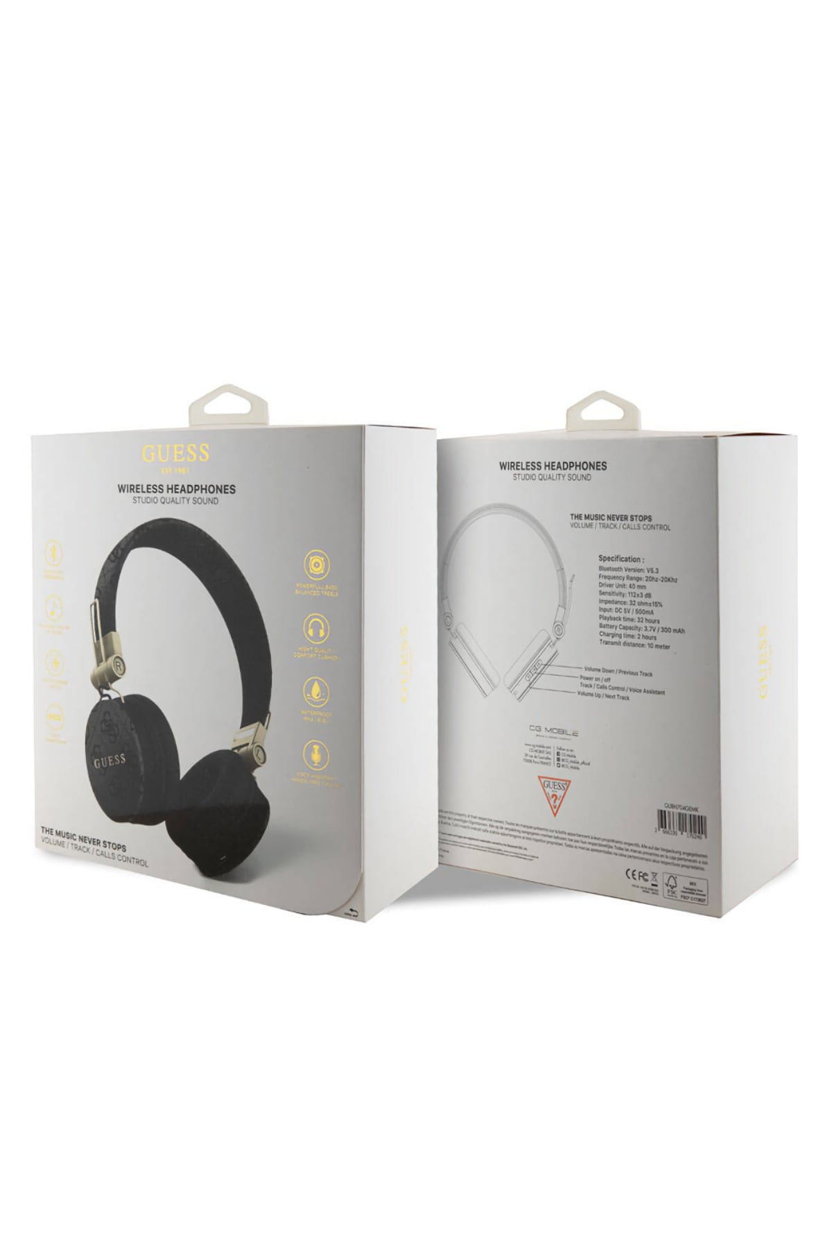Guess Kulak Üstü Bluetooth 5.3 Kulaklık 4G Desenli Metal Logolu Siyah  Guess