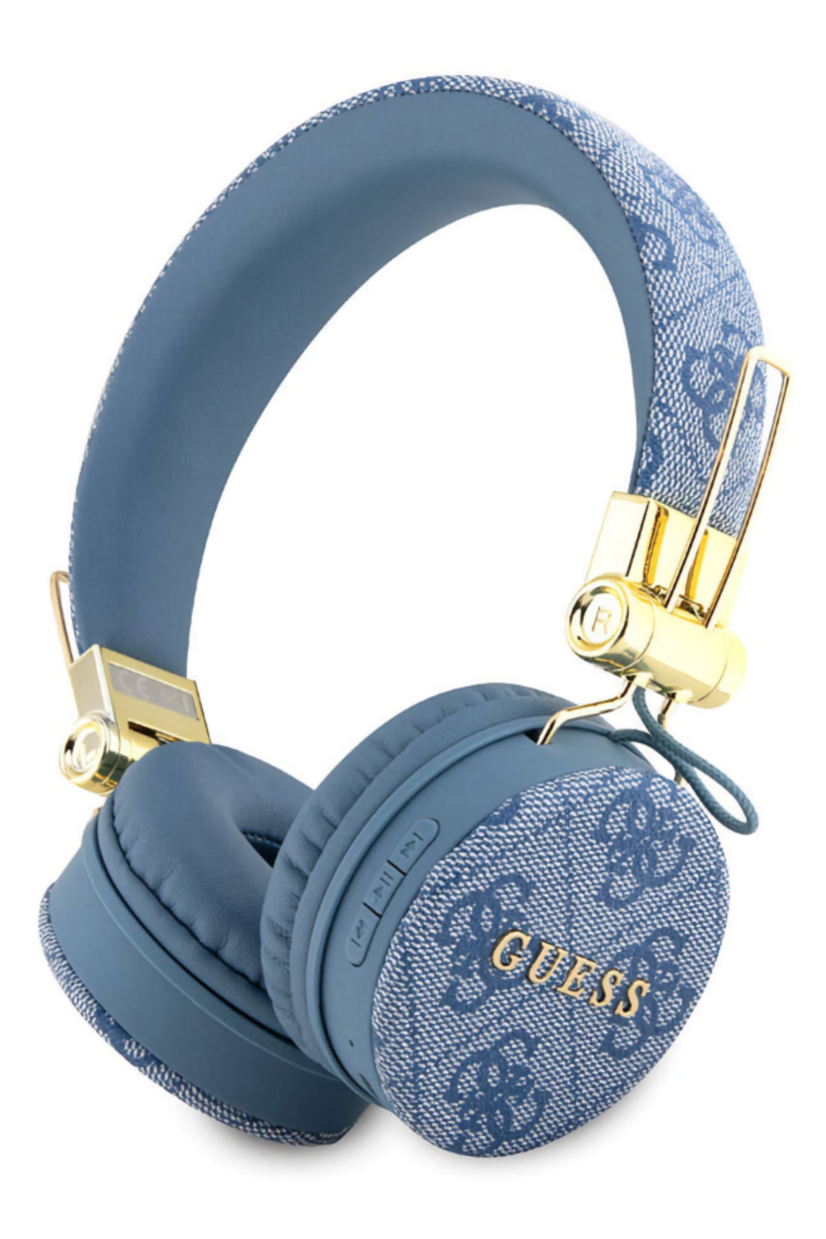 Guess On-Ear Bluetooth 5.3 Headphones 4G Blue with Patterned Metal Logo 