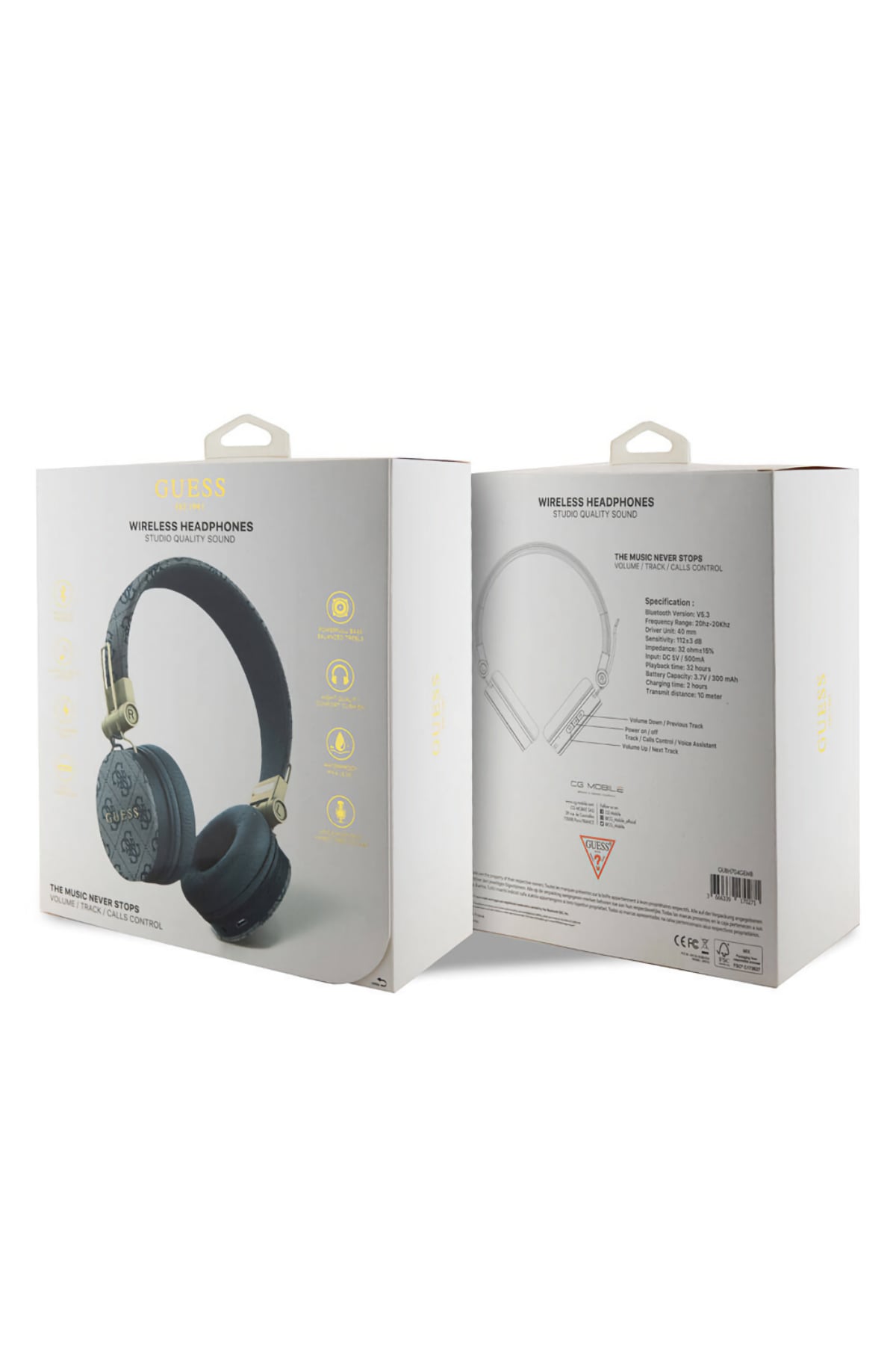 Guess Kulak Üstü Bluetooth 5.3 Kulaklık 4G Desenli Metal Logolu Mavi  Guess