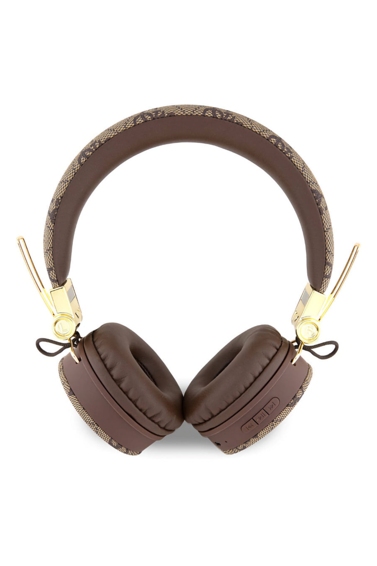 Guess Kulak Üstü Bluetooth 5.3 Kulaklık 4G Desenli Metal Logolu Kahverengi  Guess
