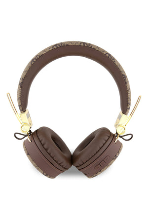 Guess Kulak Üstü Bluetooth 5.3 Kulaklık 4G Desenli Metal Logolu Kahverengi  Guess
